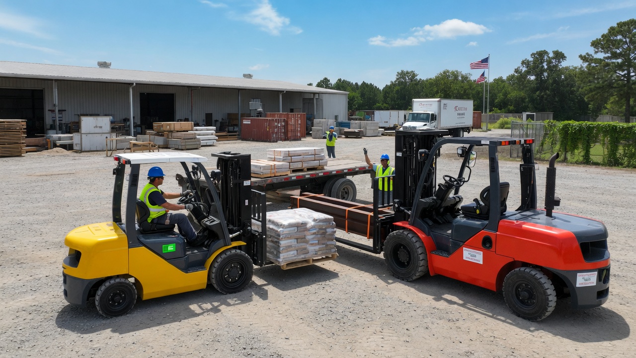 Reliable forklift rental in Choctaw AL showcasing electric and diesel models